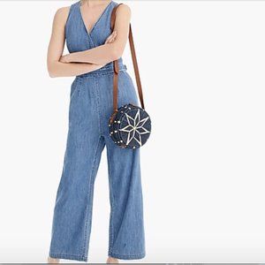 J CREW Point Sur wide-leg tailored indigo jumpsuit Size 8